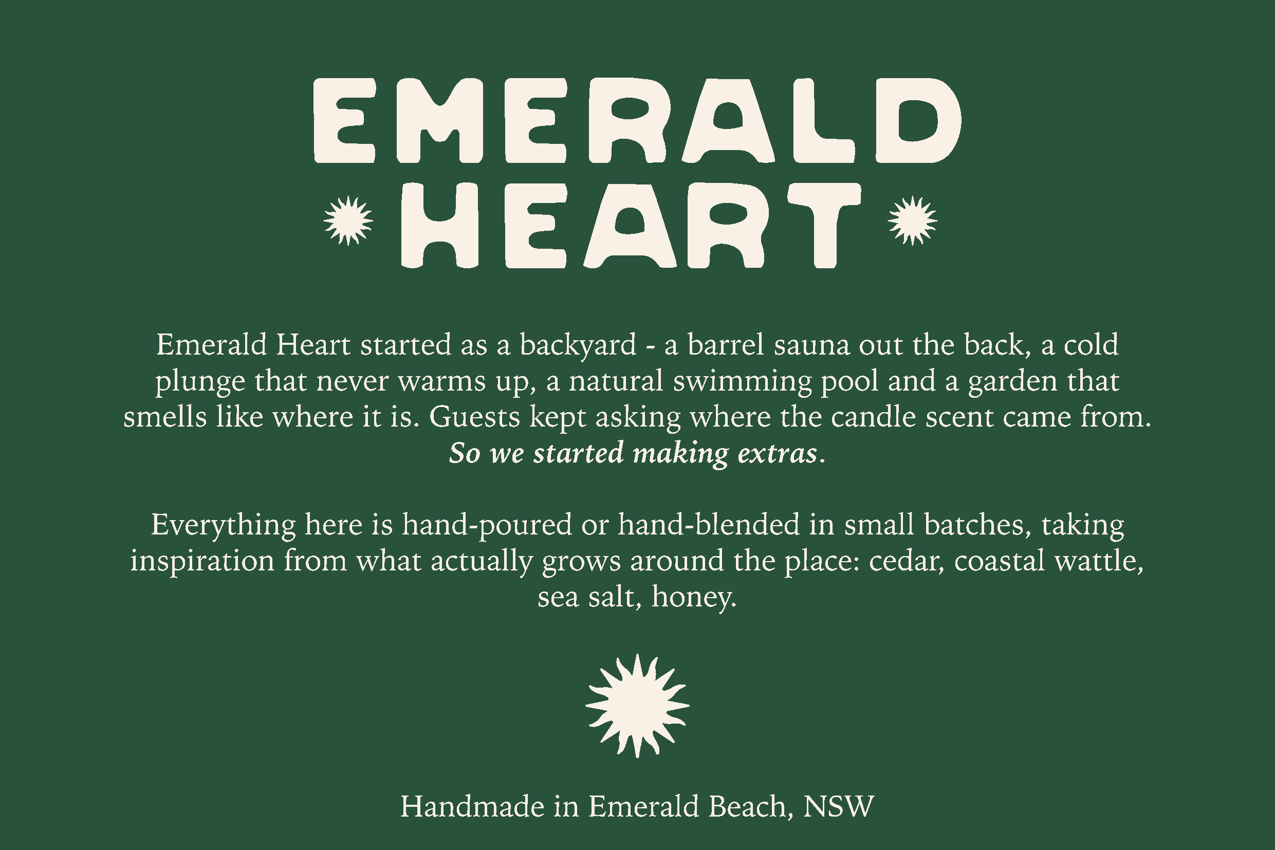 Emerald Heart — Handmade in Emerald Beach, NSW